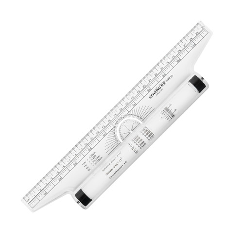 KEARING Rolling Ruler, 12 Inch Plastic Parallel Ruler, Multifunctional Drawing Design Ruler for Measuring Drafting Student School and Office