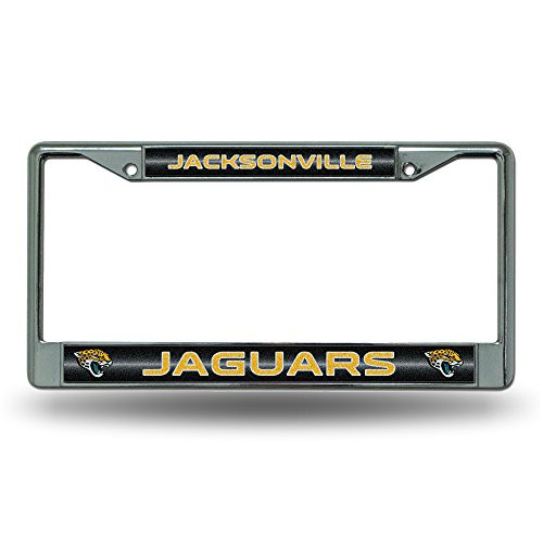 NFL Jacksonville Jaguars Bling Chrome License Plate Frame with Glitter Accent
