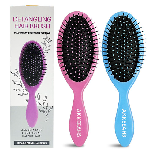 AKKEEAHS Hair brush -Soft and Comfortable Detangling Brush, Curly Hair Brush for Scalp Massage, Detangler Brush for Natural, Curly, Straight, Wet or Dry Hair - Hairbrush for Men & Women (Pink + Blue) AKKEEAHS Hair brush -Soft and Comfortable Detangling Brush, Curly Hair Brush for Scalp Massage, Detangler Brush for Natural, Curly, Straight, Wet or Dry Hair - Hairbrush for Men & Women (Pink + Blue)