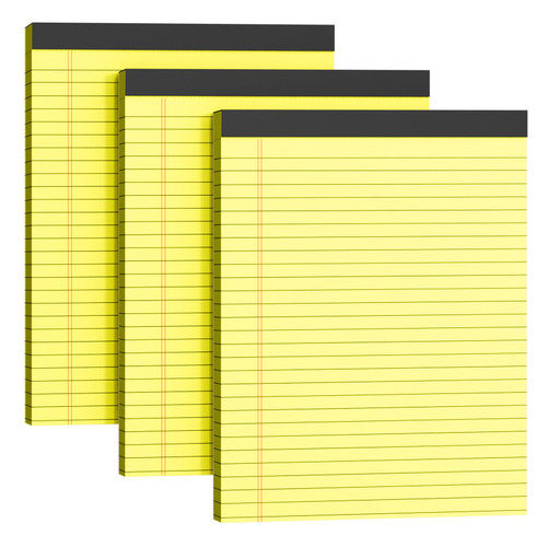 MSKKSM Legal Pads 8.5 x 11, 3 Pack Yellow Note Pads 8.5 x 11 Writing Pads, Wide Ruled Legal Notepads, Lined Pads of Paper Yellow Paper Pads, 30 Sheets Per Notepad for School, Home, Office, Business