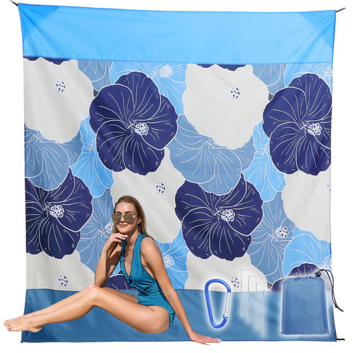 PONAPO Beach Blanket Waterproof Sandproof, Picnic Blanket, Large Beach Mat 4-7 Adults, Lightweight Durable Beach Mat Sand Free Quick Drying for Beach Travel Camping Hiking Picnic 79"x79"