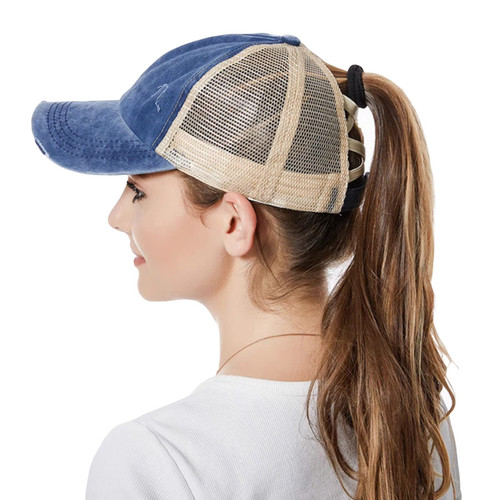 Lopsity Baseball Cap Sun Hat Unisex Denim Hat Washed Denim Mesh Trucker Baseball Hat Adjustable for Outdoor Sport,Drive (Blue)