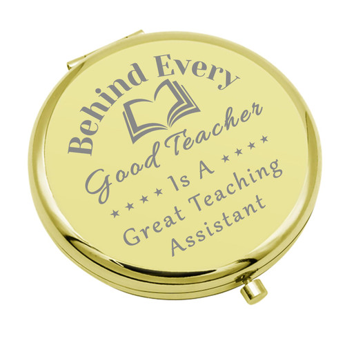 Teaching Assistant Gift Compact Makeup Mirror Thank You Gifts Teacher's Aide Gifts para Teacher Gift Folding Makeup Mirror Teacher's Day Gift End of Term Gift Graduation Gifts (Gold)