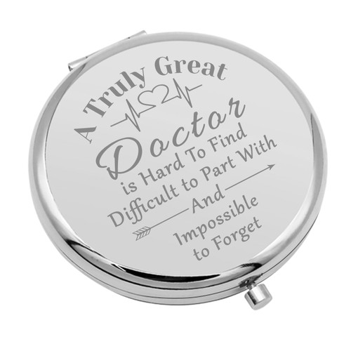 Doctor Appreciation Gift Portable Makeup Mirror Medical Student Graduation Gifts Thank You Gift for Doctor Retirement Gifts Friendship Gift Folding Makeup Mirror Birthday (Silver)