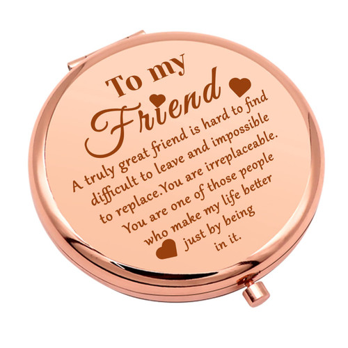 Mwphuy Birthday Gift for Friends Pocket Compact Mirror for Best Friend Bestie BFF Friendship Gifts for Women Encouragement Gift Folding Makeup Mirror for Soul Sister Christmas Graduation Gifts