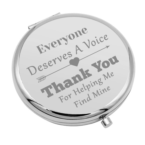 Speech Therapy Gifts Compact Makeup Mirror Thank You Gifts for SLP Speech Language Pathology Gifts Speech Therapist Gift Travel Makeup Mirror Christmas Birthday Thanksgiving Gifts for SLP(Silver)