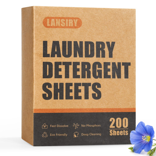 LANSIRY Laundry Detergent Sheets - 200 Loads Fresh Linen Scent Washing Detergent Strips, Compact Lightweight Liquidless Eco-Friendly Hypoallergenic Portable Soap Sheets for Save Space and Travel