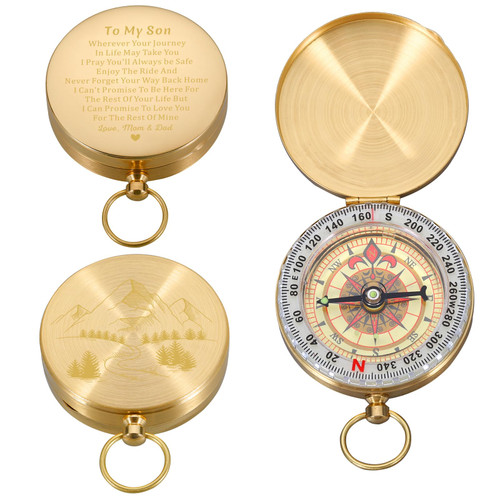 Gifts for Son from Mom and Dad, Engraved Compass Gifts for Son Adult Boys, Stocking Stuffers for Teen Boys, Enjoy The Ride Compass for Son, Sons Christmas Birthday Graduation Valentines Day Gifts
