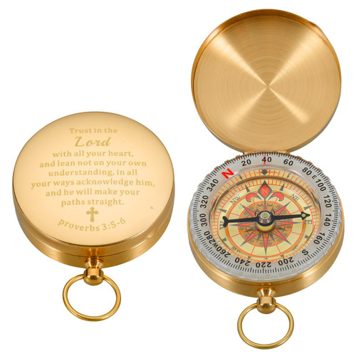 Trust in The Lord Christian Compass Baptism Gift for Boys Girls Stocking Stuffers for Women Men God is My Guide Compass Religious Gift Confirmation Communion Compass 2024 Graduation Gift