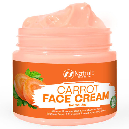Carrot Face Cream for Face & Body - All Natural Carrot Skin Brightening Lotion - Carotene Cleanses Skin, Fights Acne, Evens Tone, Scars, Sun Damage, & Age Spots - Pure Carrot Cream Skincare Made in US