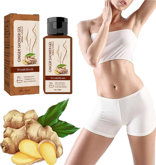 30ML Lymphatic Drainage Herbal Shower Gel, Natural Ginger Lymphatic Drainage Body Wash, Natural Organic Slimming Shower Gel, Moisturizing, Refreshing for Women Men, Improve Sleep