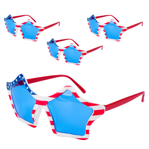 WBCBEC 4 Pairs American Flag Sunglasses Patriotic Flag Sunglasses 80s Retro Style Sunglasses for Men Women Independence Day