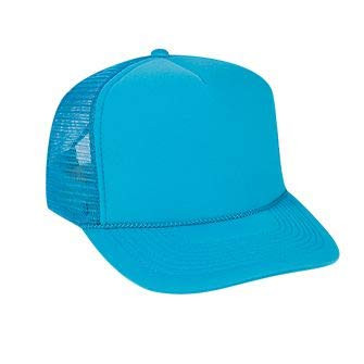OTTO Neon Polyester Foam Front 5 Panel High Crown Mesh Back Trucker Hat - N. Blue