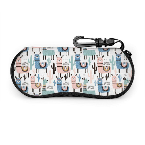 BLUBLU Llama Cactus Sunglasses Soft Case with Belt Clip, Ultra Light Portable Glasses Case Neoprene Zipper Eyeglass Bag