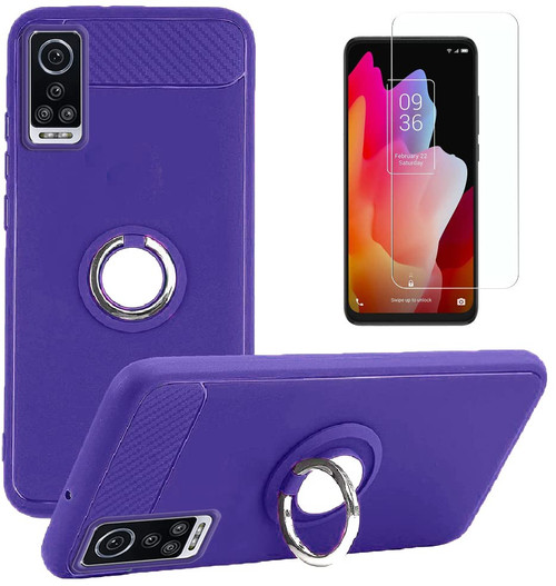 Bowtus BLU S91 / S91 Pro Phone Case and Tempered Glass Screen Protector, [Magnetic Car Mount] TPU Protection Cover Case and Screen Protector for BLU S91 / S91 Pro (Purple)
