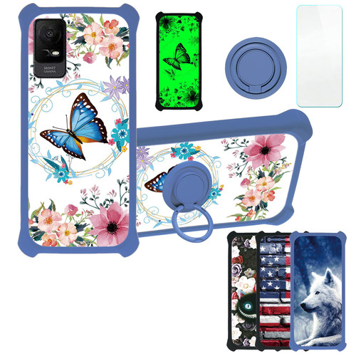 jioeuinly TCL ION V Case Compatible with TCL ION X Phone Case TCL 40Z 40 Z Phone Case T607DL Cover [with Tempered Glass Screen Protector][Ring Support][Luminous Effect] YGL-LHD
