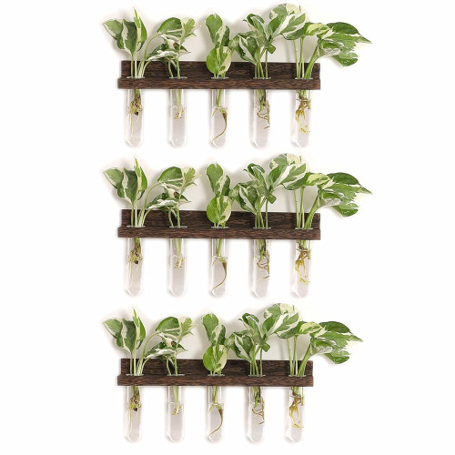 Wall Hanging Planter, 3 Tiered Plant Propagation Stations Plant Terrarium with Wooden Stand, Glass Planter Test Tube Vase for Propagating Hydroponic Plants Home Decor Wall Hanging Planter, 3 Tiered Plant Propagation Stations Plant Terrarium with Wooden Stand, Glass Planter Test Tube Vase for Propagating Hydroponic Plants Home Decor