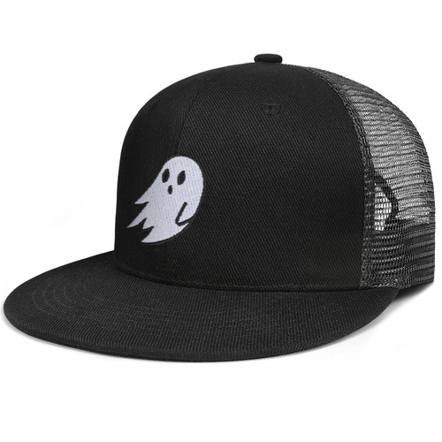 LHSCVUFASC Halloween Ghost Hat Boo Hat Trucker Hats for Men Women Black Baseball Cap Embroidered Snapback Flat Bill