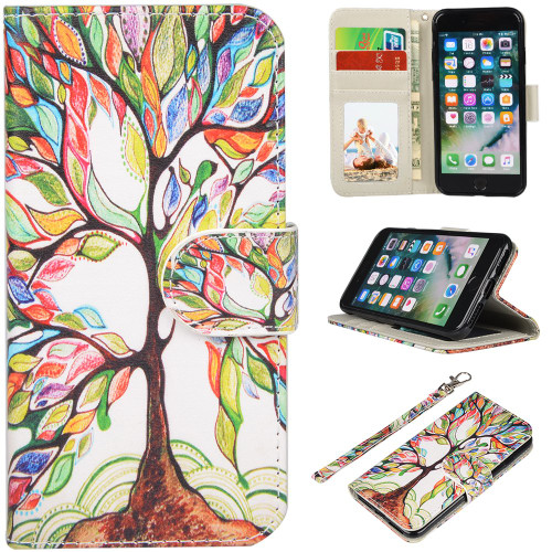 UrSpeedtekLive iPhone SE 2022 /iPhone SE 2020 /iPhone 7/iPhone 8 Wallet Case, Premium PU Leather Flip Case Cover with Card Slots & Kickstand for iPhone SE 2022/2020,iPhone 7 - Love Tree