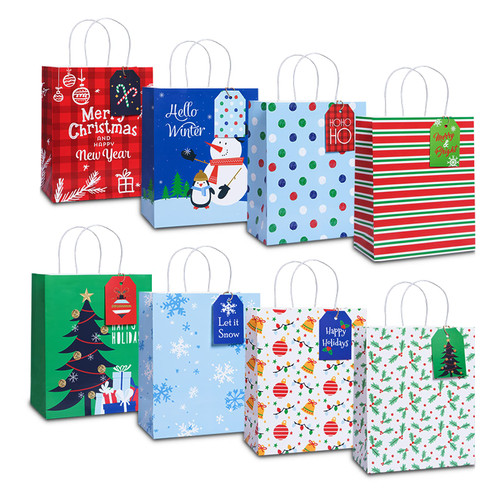 DECORLIFE 13" Extra Large Christmas Gift Bags, 8PCS Holiday Gift Bags Bulk with Handle, Thick Paper Xmas Bags for Holiday Present Wrapping DECORLIFE 13" Extra Large Christmas Gift Bags, 8PCS Holiday Gift Bags Bulk with Handle, Thick Paper Xmas Bags for Holiday Present Wrapping