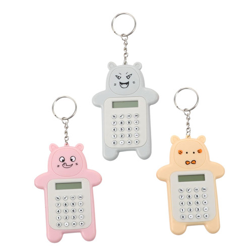 KALLORY 3pcs Arithmetic Calculator Child Calculator Bag Pendant Charms Pocket Calculator Desktop Calculators Keychain for Kids Adorable Mini Calculator Plastic Office Key Chain Christmas