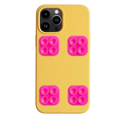 OCTOBUDDY Mini || Silicone Suction Phone Case Adhesive Mount || Compatible with iPhone and Android, Anti-Slip Hands-Free Mobile Accessory Holder for Selfies and Videos (Hot Pink)