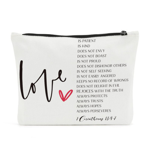 Christian Gifts for Women, Inspirational Makeup Bag, Bible Verse Religious Gift Scripture Quotes Christmas Birthday Gifts for Wife, Friend, Sister, Mom, Bestie, Love Is Patient 1 Corinthians 13:4-7 Christian Gifts for Women, Inspirational Makeup Bag, Bible Verse Religious Gift Scripture Quotes Christmas Birthday Gifts for Wife, Friend, Sister, Mom, Bestie, Love Is Patient 1 Corinthians 13:4-7