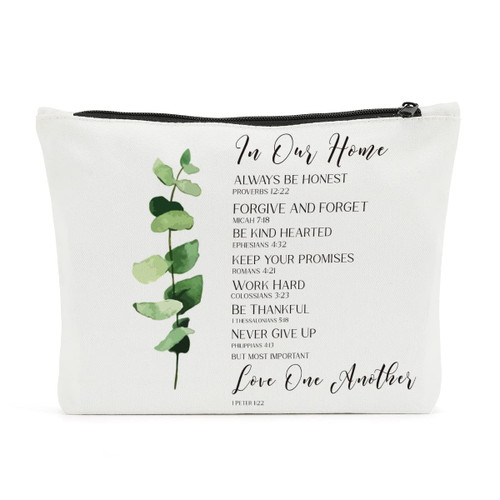Christian Gifts for Women, Inspirational Makeup Bag, Bible Verse Religious Gift for Home Church, Housewarming Gift Christmas Birthday Gifts for Friend, Sister, Mom, BFF, in Our Home Always Be Honest Christian Gifts for Women, Inspirational Makeup Bag, Bible Verse Religious Gift for Home Church, Housewarming Gift Christmas Birthday Gifts for Friend, Sister, Mom, BFF, in Our Home Always Be Honest