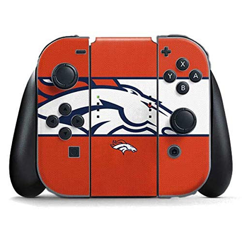 Skinit Decal Gaming Skin Compatible with Nintendo Switch Joy Con Controller - Officially Licensed NFL Denver Broncos Zone Block Design