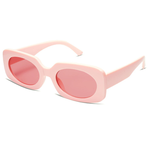 VANLINKER Rectangle Sunglasses for Women Retro Trendy Fashion Eyewear Narrow Thin Square Frame UV400 Protection VL9624 Pink Frame/Pink Lens