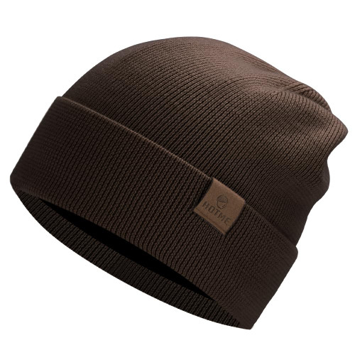 LiuSuper Merino Wool Beanie for Men and Women, Fleece Lined Winter Hat, Soft & Warm Knitted Wool Hat Brown