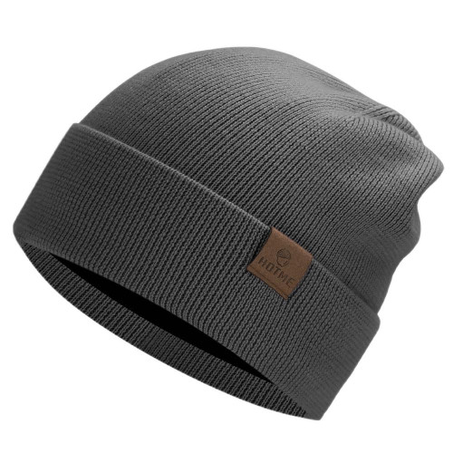 LiuSuper Merino Wool Beanie for Men and Women, Fleece Lined Winter Hat, Soft & Warm Knitted Wool Hat Dark Grey