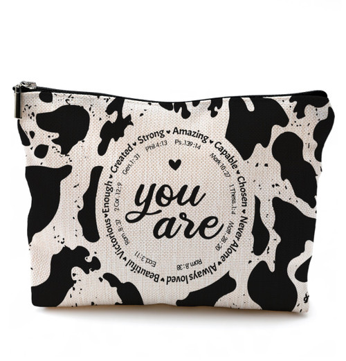QGFM Western Cow Print Makeup Bag,Cow Gifts for Women,Christian Inspirational Gifts Cosmetic Bags With Zipper,Cow Gifts for Cow Lovers QGFM Western Cow Print Makeup Bag,Cow Gifts for Women,Christian Inspirational Gifts Cosmetic Bags With Zipper,Cow Gifts for Cow Lovers