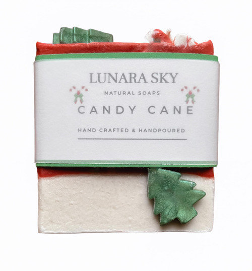 LUNARA SKY Candy Cane | Cocoa Butter Soap | Festive Scents Limited Edition |Handmade Soap | Holiday Gifts Natural Ingredients - Sulfate-free, Paraben-free, Phthalate-free, 100% Vegan