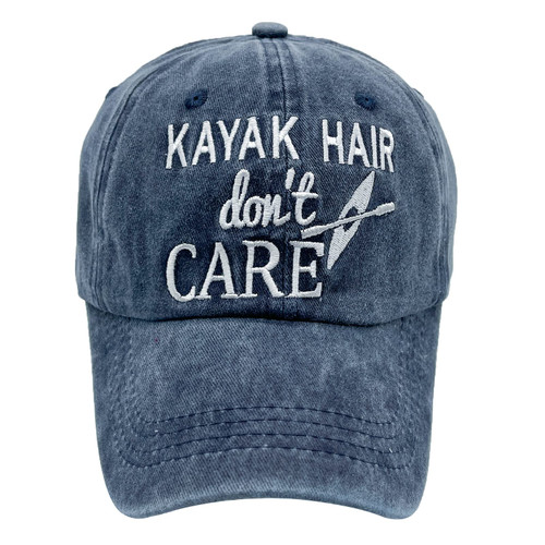 Waldeal Women's Kayak Hair Don't Care Embroidered Hat, Denim Washed Adjustable Baseball Cap, Navy Waldeal Women's Kayak Hair Don't Care Embroidered Hat, Denim Washed Adjustable Baseball Cap, Navy