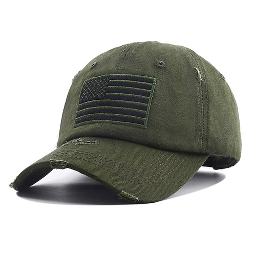 Vintage Washed Distressed Cotton Dad Hat Baseball Cap Adjustable Polo Trucker Unisex Style Headwear Green