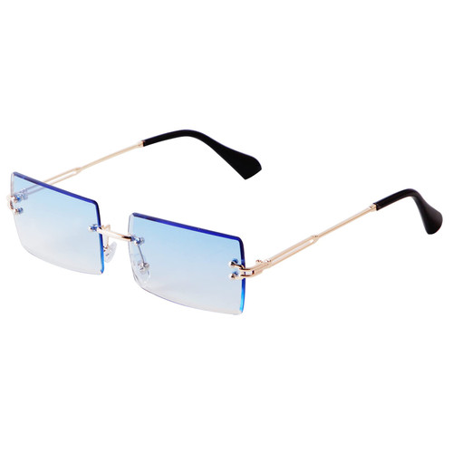 JUDOO Retro Rimless Rectangle Sunglasses for Women Men Frameless Trendy Square Shade Eyewear Vintage Y2K Sunglasses