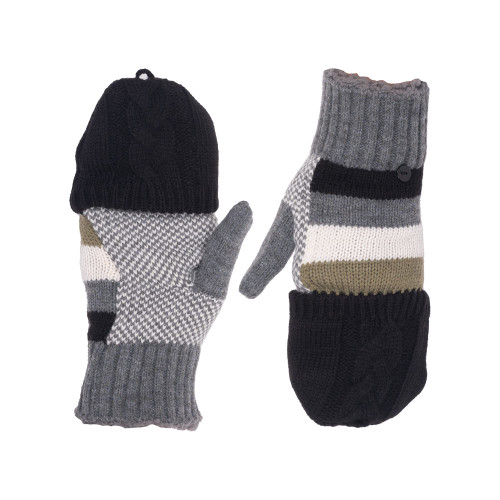 Manzella Women's Striped Knit Cold Weather Convertible Glove with Faux Sherpa Lining