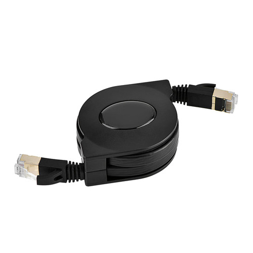 ICRPSTU Retractable CAT7 RJ45 600MHz Patch Shielded LAN Network Cable Flat Ethernet Cord