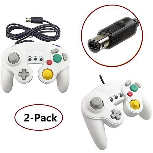 2 Packs Gamecube Controllers,HL Global New Version Classic NGC Controller with 6ft Cable Compatible with Gamecube,Wii U,PC,Switch,WII,Super Smash Bros Ultimate NS Gamecube Controllers(White,2-Pack)