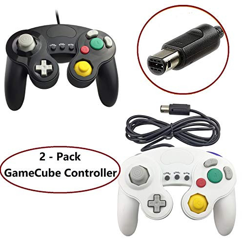 GameCube Controller 2 Pack,New Version Classic Wired NGC Controller Compatible with NTD GameCube,Wii U, PC,Switch,WII,Super Smash Bros Ultimate NS Wired GameCube Controllers (Mix: Black 1pc+White 1pc)