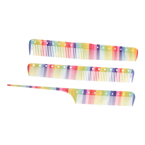 minkissy 3pcs Rainbow Comb Teasing Combs for Women Hair Styling Comb Travel Comb Hairbrush for Women Fine Tooth Hair Comb Rat Tail Combs Hairdressing Comb Hair Salon Supplies Barber Comb