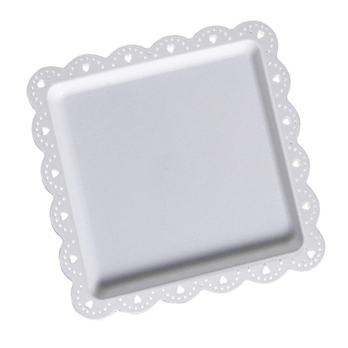 Outanaya Square Cake Pan Makeup Organizer Serving Platter Jewelry Dish Steak Plate Candle Tray Candy Tray Serving Dish Vanity Tray Fruit Display Tray Dessert Candy Plate Plastic White