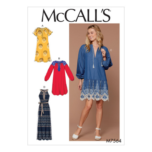 McCall Patterns Misses Pullover/Banded/V-Neck Dresses and Belt