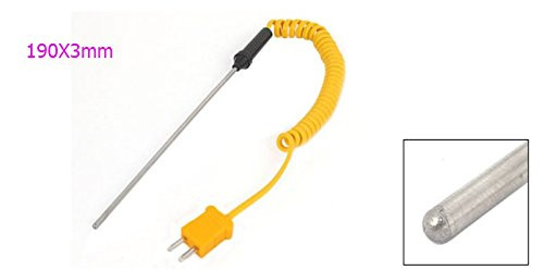 BLS 190x3mm K-Type Thermocouple Stainless Steel Probe Temperature Controller Wire Sensors