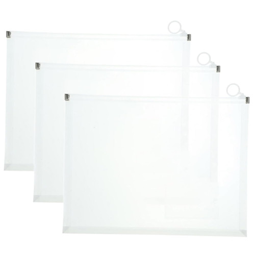 KALLORY 3pcs File Folders Envelopes A4 File Bags Document Storage Organizers Office Bags Document Folders with Clear Practical File Organizers Student File Rack White