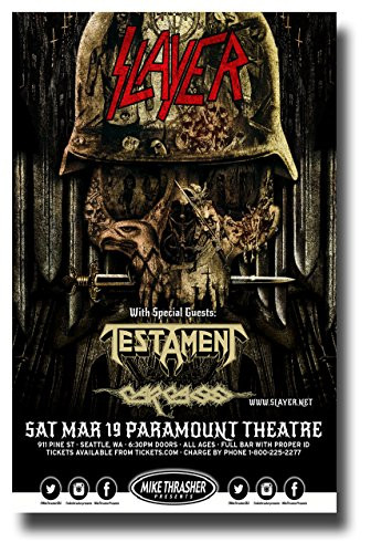 Slayer Poster Concert Promo 11 x 17 inchesTestament Carcass Paramount Theatre 2016