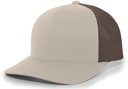 Pacific Headwear Standard Trucker Snapback Cap, Khaki/Brown/Khaki