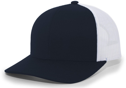 Pacific Headwear Snapback Trucker, Navy/White,Orange