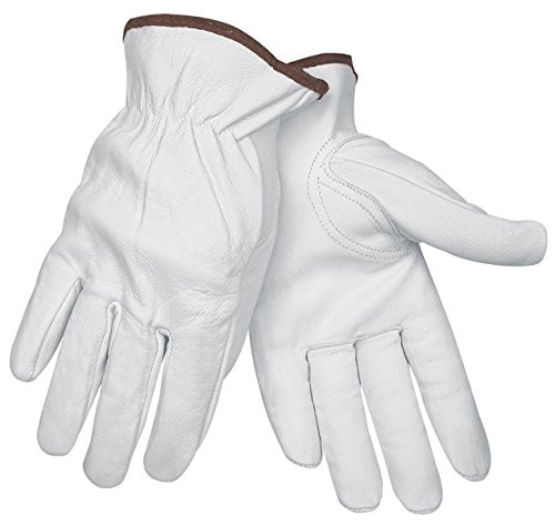MCR Safety 3611XL Premium Grain Goatskin Driver Gloves with Keystone Thumb, White, X-Large, 1-Pair